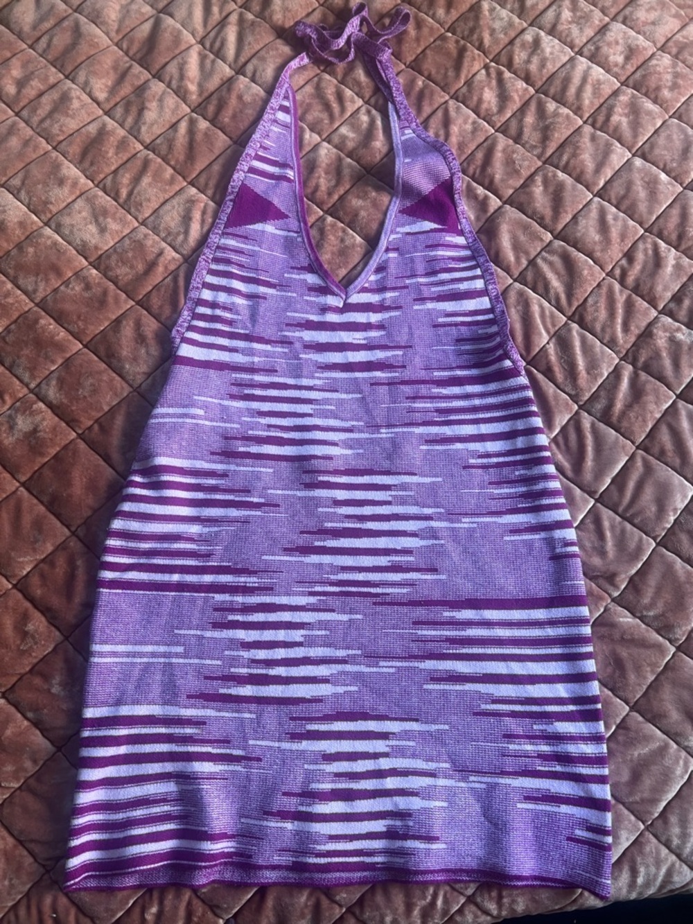 Backless Halter Mini Dress in Purple